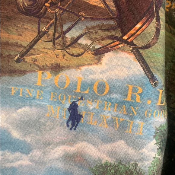 🎉NEW LISTING!🎉Polo Ralph Lauren Equestrian Print Button-Up Shirt in Blue & Green - Picture 3 of 7